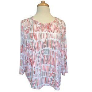 (1203) TanJay Abstract Print Blouse • Size L • Lightweight 3/4 Sleeve Top